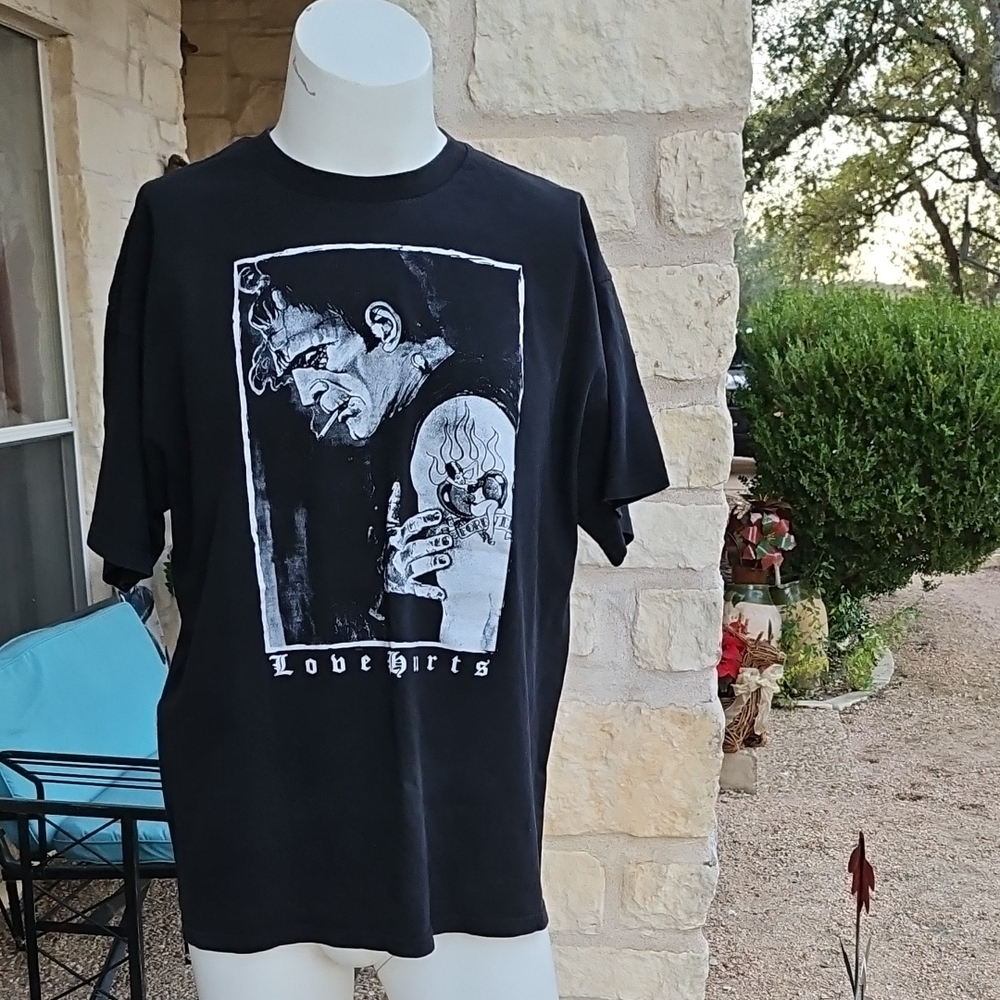FRANKENSTEIN T-shirt LOVE HURTS Rockabilly Psychobilly Tattoo Tee Men's 2XL